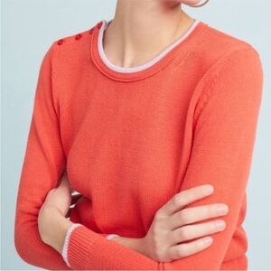 Moth Anthropologie Womens Sm Sweater Coral Shoulder Button Knit Pullover Cotton